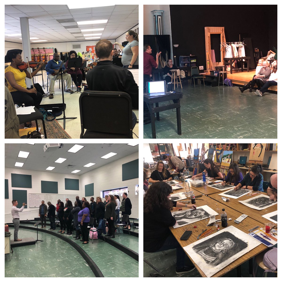 mlpmorse's tweet image. Love to see our Fine Arts teachers “doing” art. Singing, acting, playing and drawing...made me so excited for our professionals to take that all back for the students. #FineArtsMatter #ExpectExceptionalLearning @FineArtsHCS