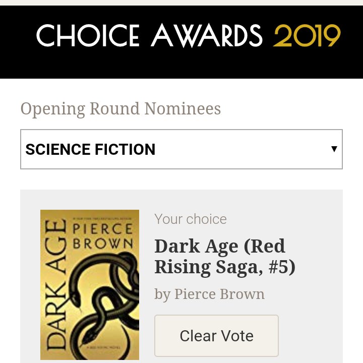 Alehtse's tweet photo. Voted for "Dark Age" in the Opening Round of the 2019 #GoodreadsChoice Awards https://t.co/GUVrKEe5XQ via @goodreads @Pierce_Brown https://t.co/t5azXjOKdQ