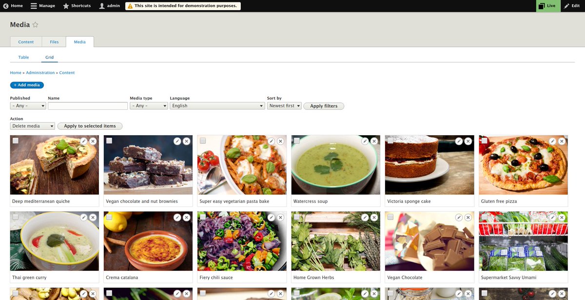 shaal's tweet photo. Media + Media-library in Drupal core is a game changer! I added a screenshot from Umami on Drupal 8.8 to show how nice it is.

btw, @keithjay is working on adding additional media types (ie. remote video) and the results are stunning. https://t.co/Kh2A5GVTYL