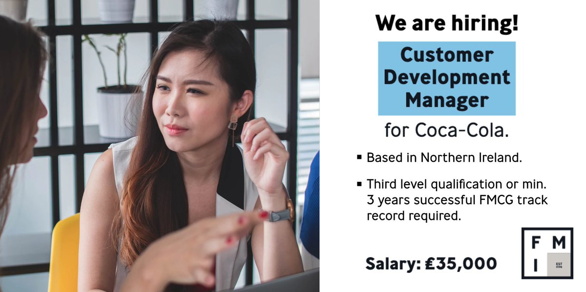 FMIHeadOffice's tweet photo. We are hiring: Customer Development Manager for Northern Ireland. Learn more about the role here:
https://t.co/BNRjs54TFR
#jobfairy #fmijobs https://t.co/gpwDlsfkuf