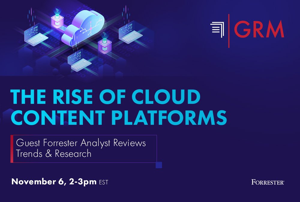 The webinar: "The Rise of Cloud Content Platforms" is TOMORROW: grmdocument.zoom.us/webinar/regist… GRM executives and Forrester's <a href="/CherylMcKinnon/">CherylMcKinnon</a> will be discussing latest trends and research in #business content management. #digitaltransformation #ECM #software #EnterpriseTech