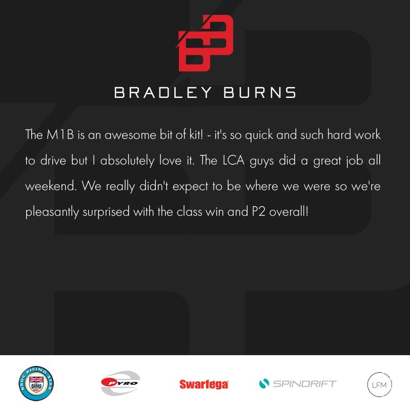 BradleyBurns06's tweet photo. The M1B is an awesome bit of kit! - it's so quick and such hard work to drive but I absolutely love it. The LCA guys did a great job all weekend. We really didn't expect to be where we were so we're pleasantly surprised with the class win and P2 overall!
#BB06 #McLarenM1B https://t.co/SCtS4Nuezq