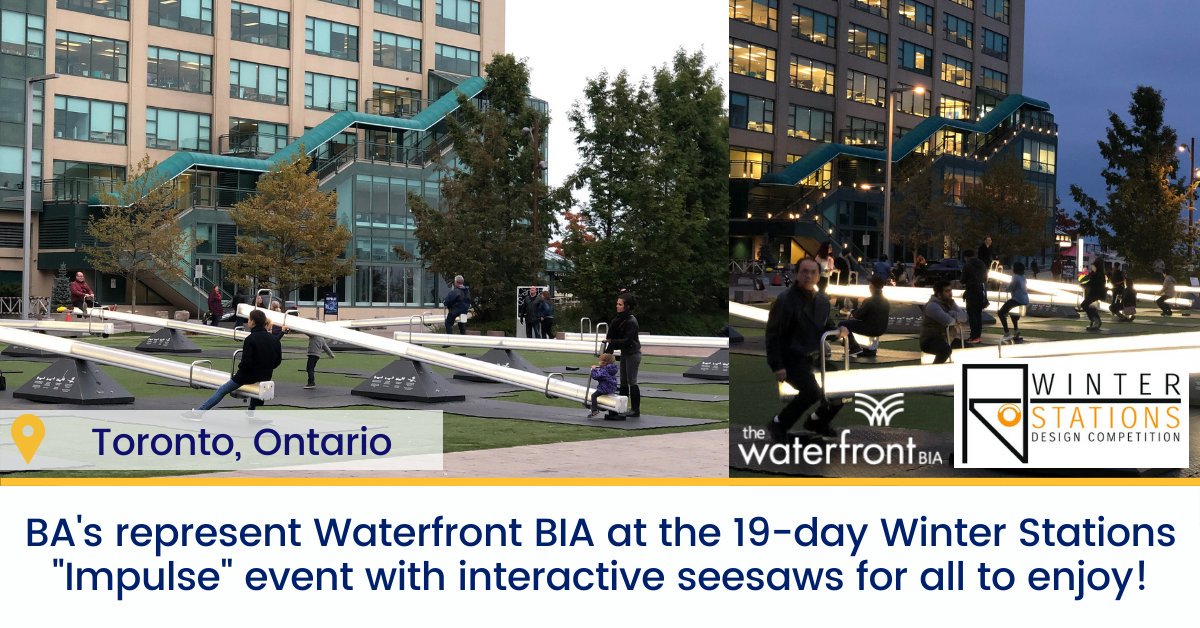 FerventEvents's tweet image. BA's show the way to ride these light-up, musical seesaws at the #WinterStations Impulse event installation on @WaterfrontBIA. Just one of the three FREE "Impulse" pop-ups over the next weeks! 
—
#torontoevents #experientialmarketing #brandawareness #marketingcanada