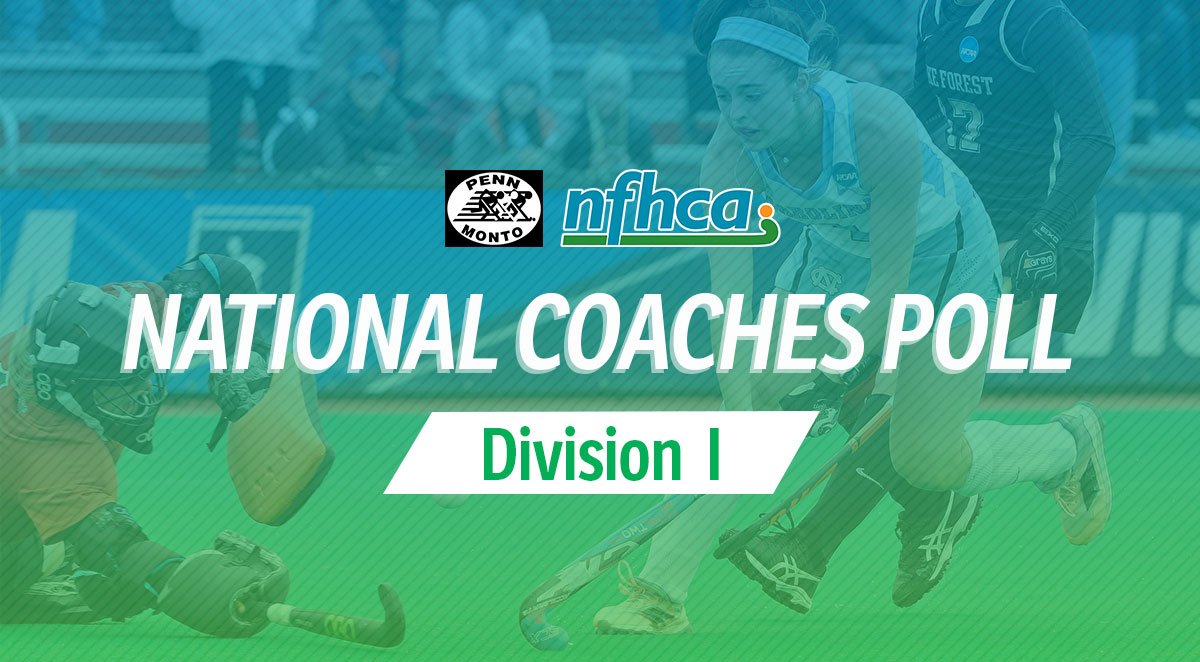 Penn Monto/NFHCA Division☝️National Coaches Poll — Week 9

1⃣ <a href="/UNCFieldHockey/">Carolina Field Hockey</a>
2⃣ <a href="/TerpsFH/">Maryland Field Hockey</a>
3⃣ <a href="/UConnFHockey/">UConn Field Hockey</a>
4⃣ <a href="/UVAFieldHockey/">Virginia Field Hockey</a> 
5⃣ <a href="/DukeFH/">Duke Field Hockey</a> 

See the top-25: bit.ly/D1Weeek9