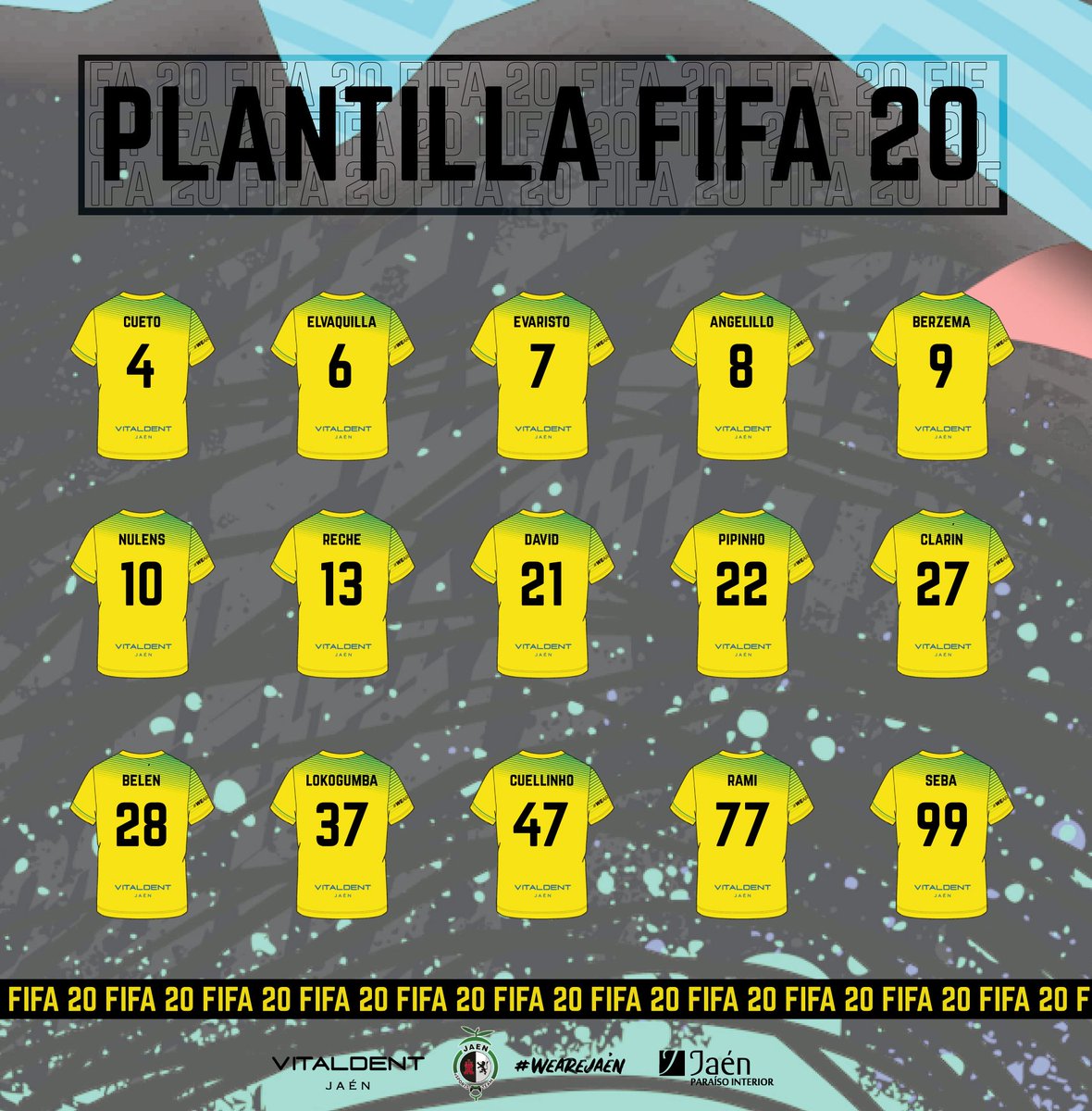 #FIFA20 | ¡Estos son los 15 jugadores que nos representarán esta temporada en <a href="/VFOspain/">VFO España</a> e <a href="/IONesports/">ION</a>!

🆕 Dos incorporaciones: <a href="/deathcoder46/">Peanuts223</a> y Rami.

©️ Capitán: <a href="/Nulens10/">MNL</a> 

⚽️ El próximo lunes comienzan las competiciones.

#WeAreJaén💛