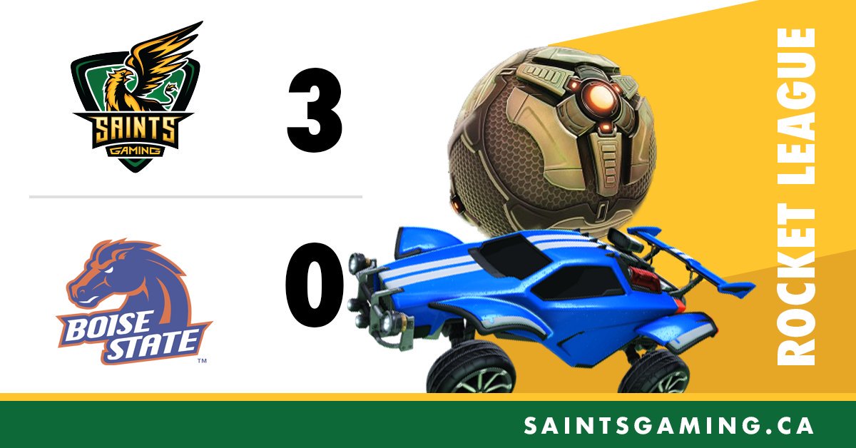SaintsGamingCA's tweet photo. Boy oh boy... Our Varsity #RocketLeague Team coming in HOT with a HUGE WIN in Round 3 of Playoffs @NACEsports 

✌️Match Results vs. Boise State University @eSportsBSU 
Game 1 - [4-0]👍okay... 
Game 2 - [8-2]🔥WHOA WHAT.. BE NICE
Game 3 - [5-3]😅Thats better

#SAINTSWIN #Esports https://t.co/B5GP75Cnol