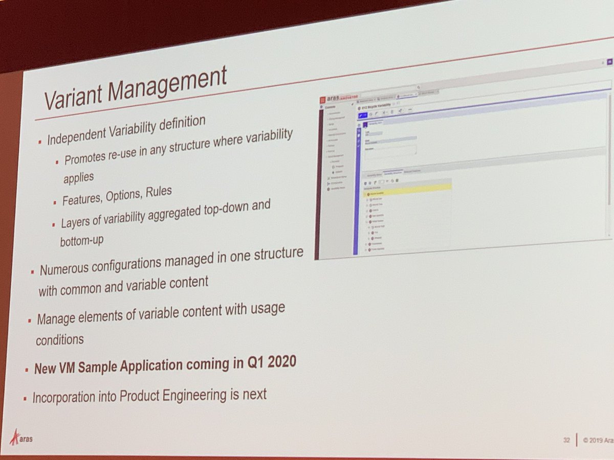 MarcL_'s tweet photo. Getting #digitalThread across product development: Reqs, Systemes Arch, Variants, BOM, #Simulation #CAE #MBSE #RFLP @aras_plm @ArasPLM #ACEcon2019 https://t.co/kWlxmGuK7N
