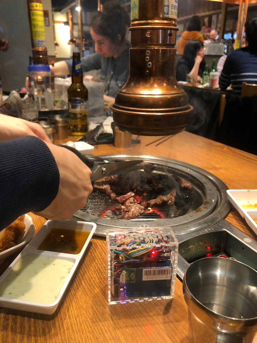 LogAirCH's tweet photo. @EmmanuelKellner @newsCUI @UNIGEnews Don't get us wrong, we ❤️ barbecues - But have you ever wondered about #airquality while waiting for your food? 🥢

PM2.5 = 300 ug/m3 😱

Stay tuned for more @LogAirCH on tour! https://t.co/NipaAtwztb