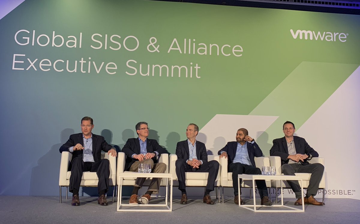 mperron1's tweet photo. Fantastic panel @VMWorld Global SISO &amp; Alliance Exec Summit. Outcomes, industry use cases, multi-cloud. Just a few areas where @DellTech helps our partners get to successful outcomes faster &amp; vice versa all centered around helping our customers transform in the digital world 🙏👏 https://t.co/gZzujoxGjq