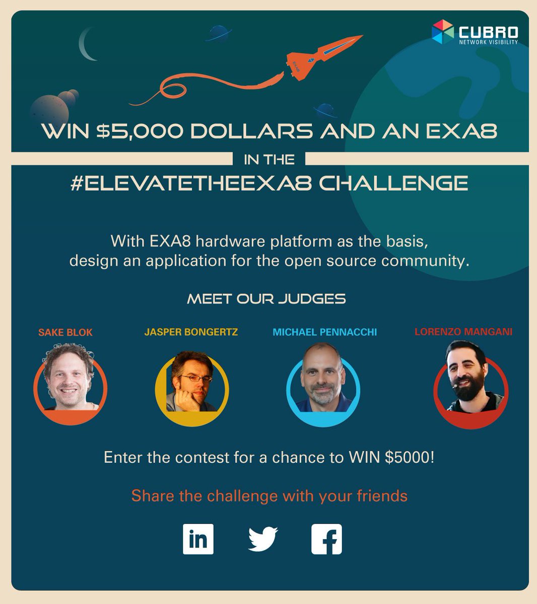 CubroNV's tweet photo. Cubro is giving away #EXA8 capture appliances to the best 5 contest ideas, and $5000 for the final winner. Learn more about the #EXA8 Contest at @SharkFest_2019. Send us your applications: https://t.co/gwaoWI2w8A https://t.co/nUg9K4NIIM