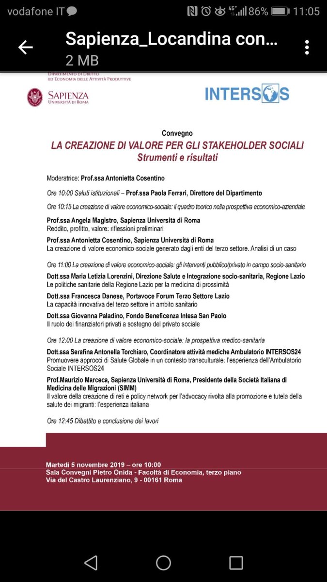 HUMANFdn's tweet image. Stamattina il nostro segretario generale @FrancSpano77 ha partecipato al convegno @Intersos a @SapienzaRoma. Un'occasione importante per parlare di #impresasociale e collaborazione Pubblico-Privato. #5novembre #socin #socent