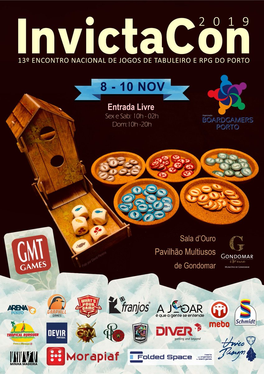 makeorbreakio's tweet photo. 📣 InvictaCon 2019, by Grupo de Boardgamers do Porto, is starting on November 8th! With 352 games available, tournaments, workshops, and demonstrations, it is a must go event if you have any interest in board games. See you there! https://t.co/rglTNGF9uU https://t.co/L0mGDz7Ero
