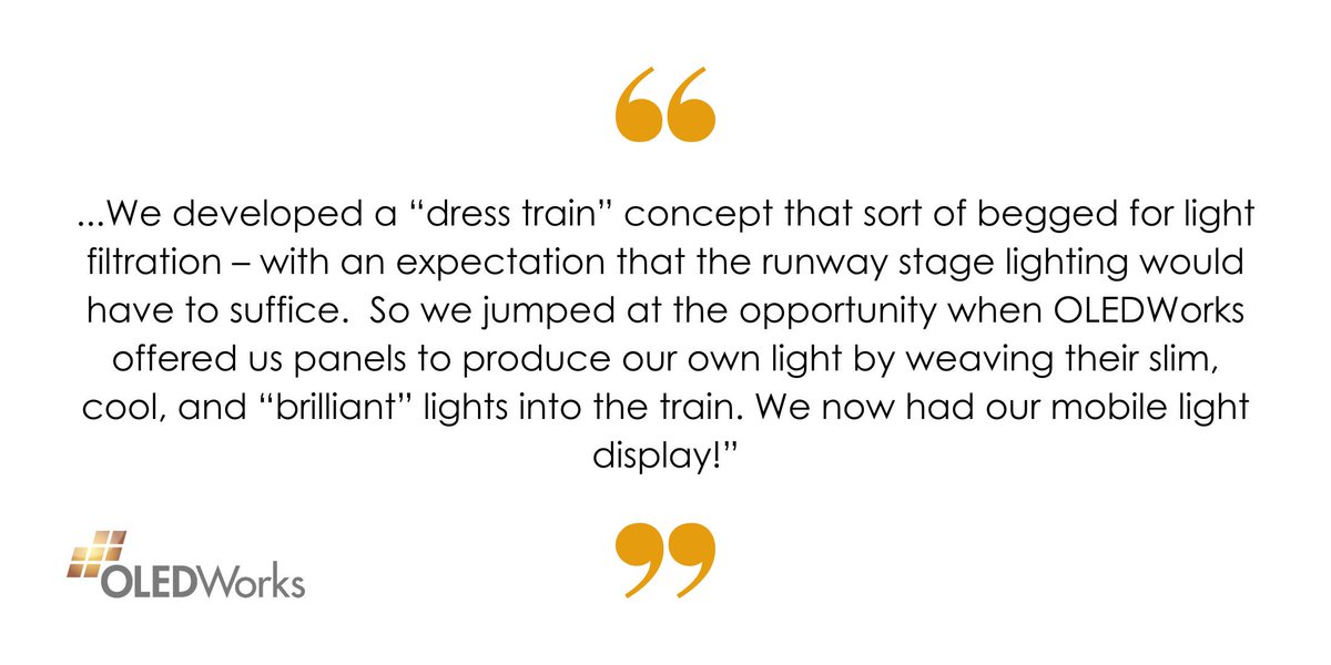 OLEDWorks's tweet photo. Alex Wiedemer, AIA Associate at @HUNTEAS shares his excitement about the ease of integrating OLEDs into their runway design #OLEDlight #FWRX https://t.co/sho6ZtrP9Y https://t.co/xHLGpczN8n