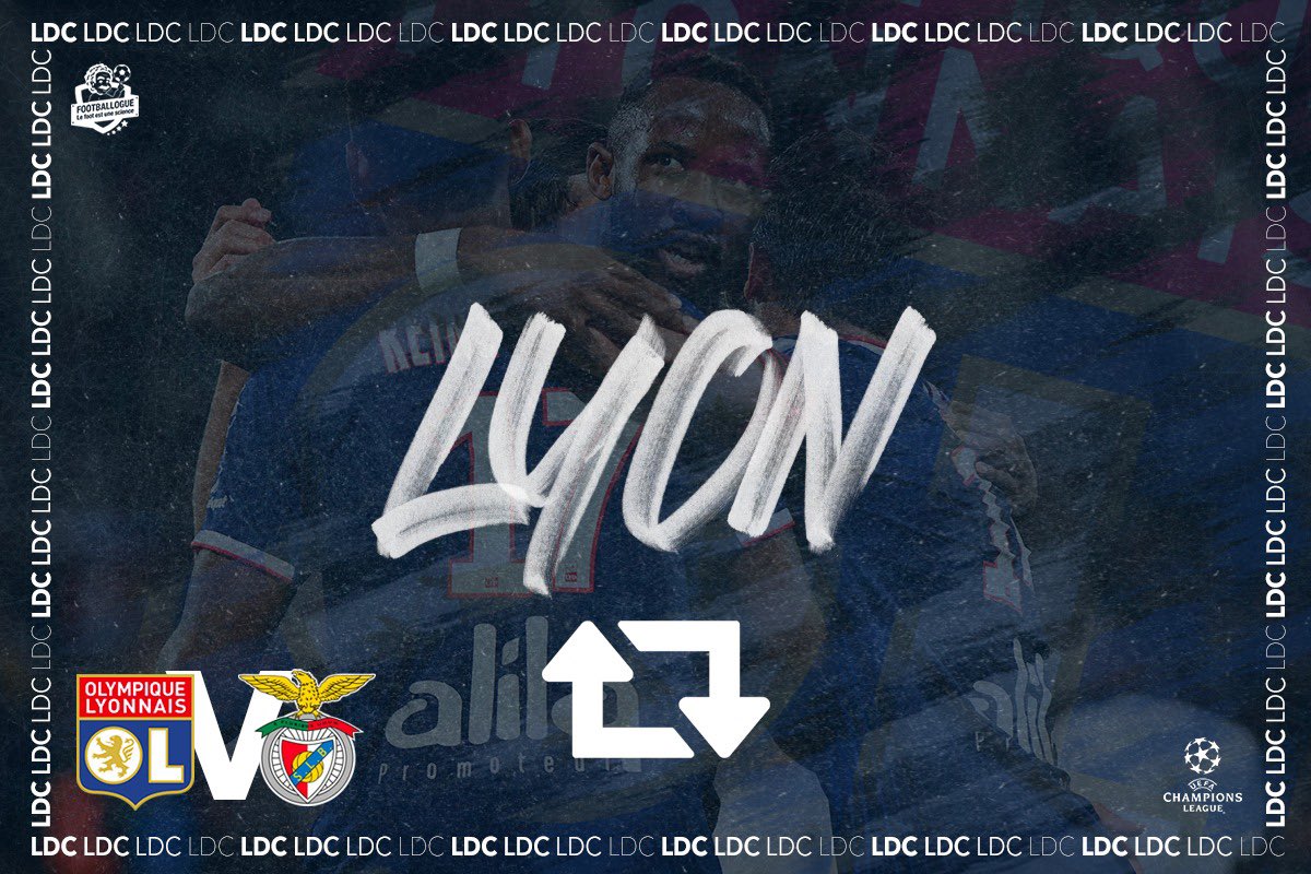 Footballogue's tweet photo. [#LDC 🏆] RT Si vous allez supporter l’Olympique Lyonnais ce soir ! 🇫🇷

#OLBEN https://t.co/pWy6mzp1QB