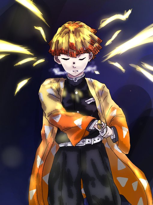 デアさんがTwitterに投稿した我妻善逸(鬼滅の刃)のイラスト。