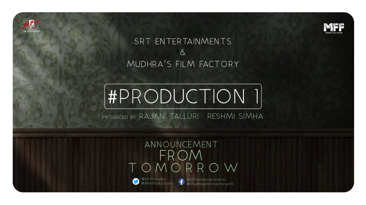 johnmediamanagr's tweet photo. SRT Entertainments & Mudhra's Film Factory ๐ฅ
ProductionNo1 Announcement starts from Tomorrow ๐ฌ
#SRTMFFProduction1 #SRTEntertainments #MFFProductions #ProductionNo1
@MffProductions @SRTmovies @proyuvraaj @UVCommunication @digitallynow https://t.co/l3toJu24SV