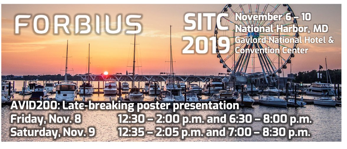 Forbius_'s tweet photo. Forbius to report #AVID200 Phase 1a #oncology clinical data at #SITC2019 #SITCancer #biotech #pharmaceuticals #IO #immunotherapy #Austin #Montreal https://t.co/ZPsVnvYSTY