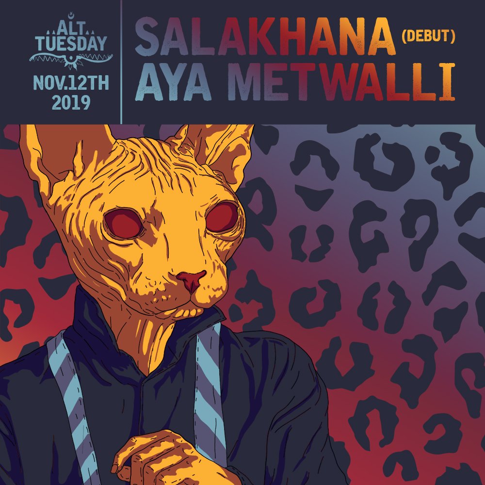 CairoJazzClub's tweet photo. A special #AltTuesday is coming our way on Tuesday 12th as instrumental rock band Salakhana make their debut at CJC. Up next, Egyptian musician Aya Metwalli will take the stage to perform her dreamy sounds that she defines as avant pop or estranged-pop. https://t.co/NZBZRb9zu2