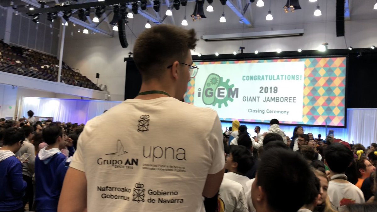 igem.upna (@igem_upna2022) on Twitter photo En nuestro primer año participando en la competición iGEM, nuestro proyecto ha sido premiado con la medalla de oro 🥇
Muchas gracias a @GrupoAN_Natural <a href="/gob_na/">Gobierno de Navarra</a> <a href="/UNavarra/">UPNA - Universidad</a> por su apoyo. Ha sido una experiencia magnífica!!!
#iGEM2019 #GiantJamboree En nuestro primer año participando en la competición iGEM, nuestro proyecto ha sido premiado con la medalla de oro 🥇
Muchas gracias a @GrupoAN_Natural <a href="/gob_na/">Gobierno de Navarra</a> <a href="/UNavarra/">UPNA - Universidad</a> por su apoyo. Ha sido una experiencia magnífica!!!
#iGEM2019 #GiantJamboree