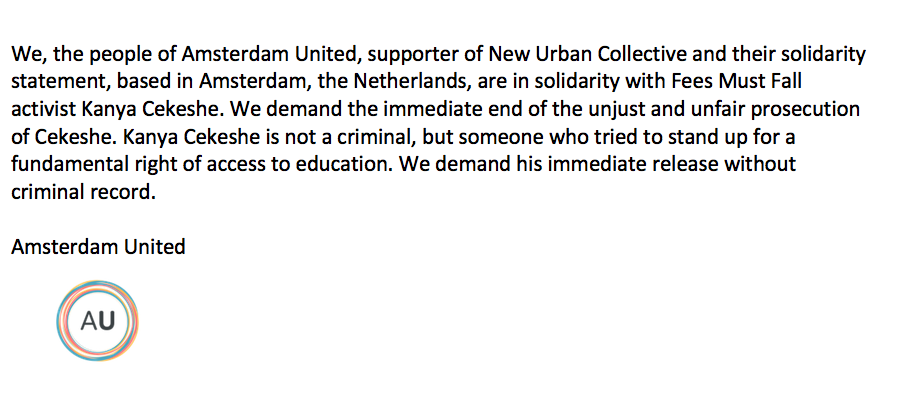 #freekanyacekeshe #unjustice #FeesMustFall <a href="/theNUC1/">New Urban Collective</a> #solidaritystatement
