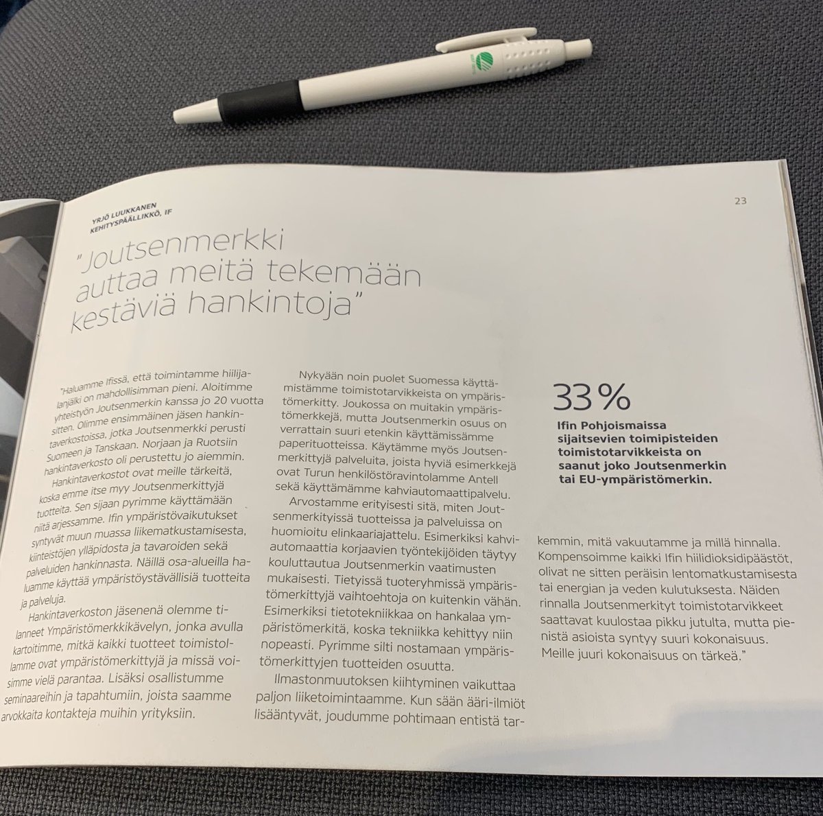 PirjoHolmen's tweet photo. Mielenkiintoinen ja ajatuksia herättävä iltapäivä Joutsenmerkin 30-vuotisjuhlan kunniaksi järjestetyssä KESTÄVÄ KEHITYS -juhlaseminaarissa #joutsenmerkki30 #ifissätöissä https://t.co/f5UEMK5lFB