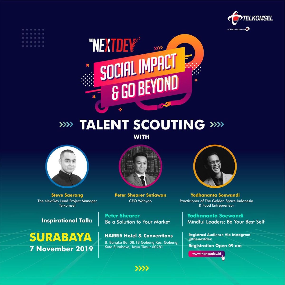 NextDev_id's tweet photo. 2 HARI LAGI menuju #TheNextDevSurabaya!
Yuk, datang dan dukung 20 startup digital berdampak sosial dengan hadir di City Pitch Surabaya! Daftarkan diri kamu melalui instagram @thenextdev ya!
#TheNextDev #TheNextDev2019 #TheNextDevCityPitch https://t.co/Udsv1Ozegb