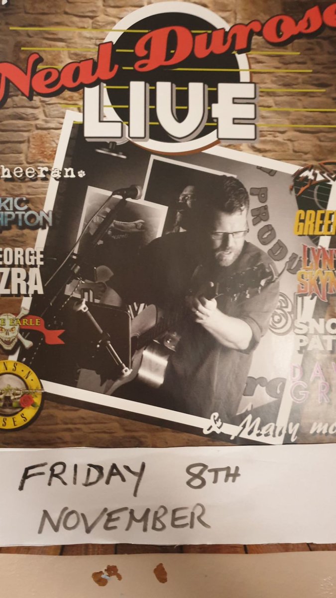 kingsheadbeckro's tweet photo. Neal durose live friday 8th november. Eric clapton snow patrol many more. https://t.co/2wtGYwtEWR