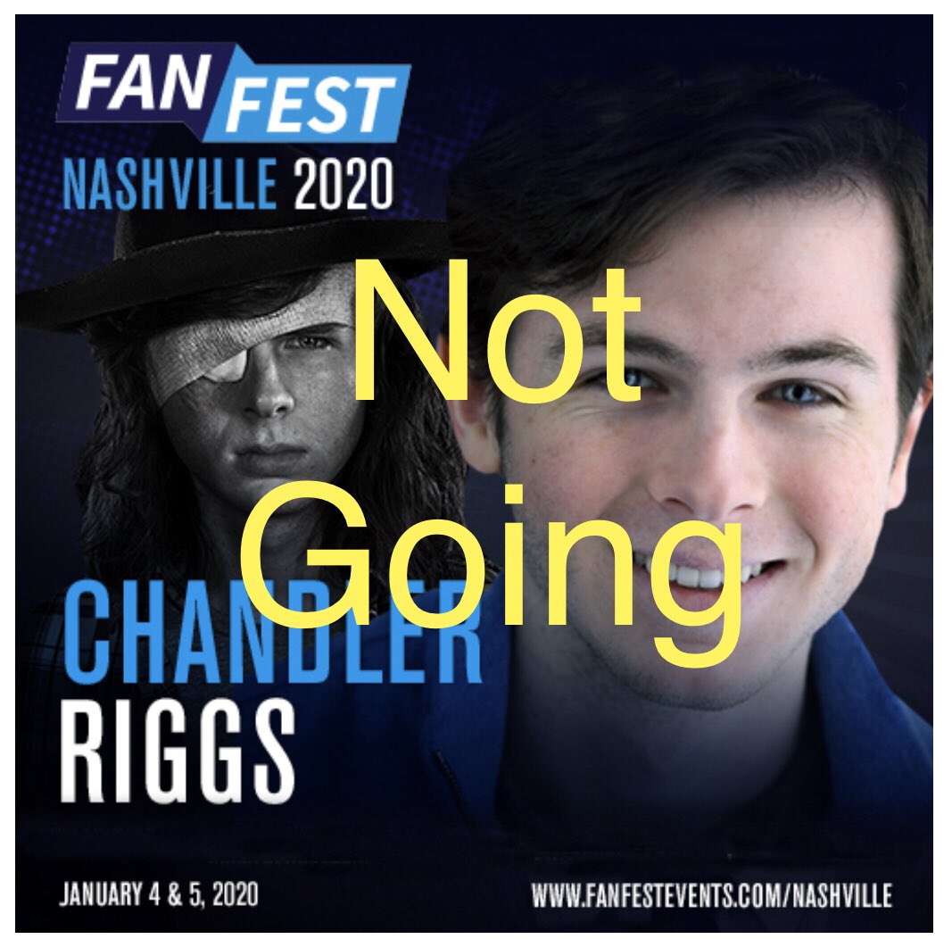 I’m posting this here since I have been unsuccessful finding an email or phone number with Fan Fest or Walker Stalker  that works. I don’t want anyone to lose money on photo ops that won’t be happening.  #chandlerriggs #WalkerStalker #FanFest