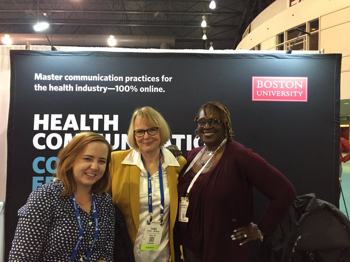BU_HealthComm's tweet photo. #APHA2019 BU/MET Honored to be representing the only graduate program in Health Comm (and VizCom+Social Media for Health) at @APHAAnnualMtg #BU_HealthCom 100 % online Booth 401 @METBU https://t.co/oTPhrXHRds