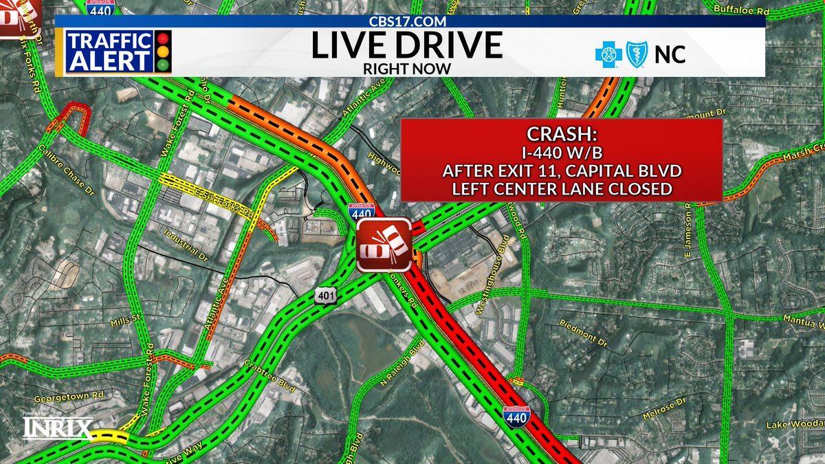WNCNTRAFFIC's tweet photo. TRAFFIC ALERT: Crash causing major delays on 440 W/B after Exit 11 (Capital Blvd) https://t.co/VkWa3xHjhu