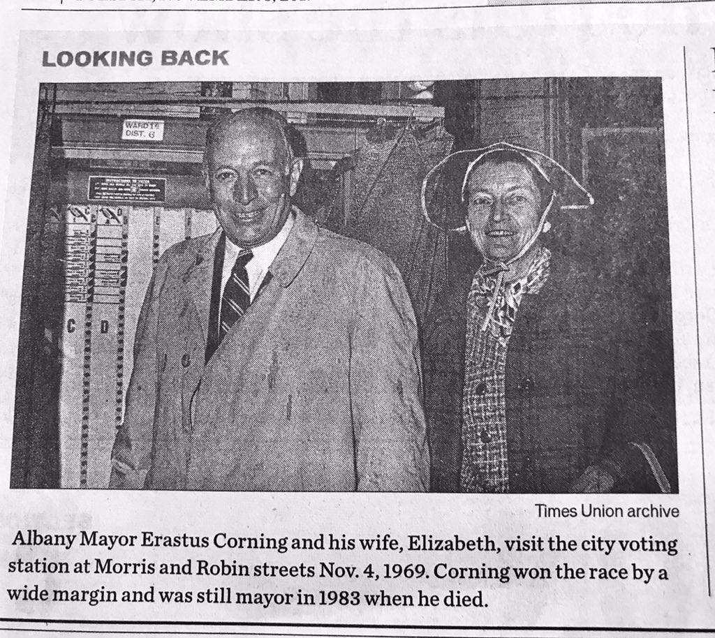 PaulGrondahl's tweet photo. #OTD1969 @timesunion. I wrote a book about this guy, 11-term “Mayor for Life.” There are not many pix of Erastus & wife Betty, other than Election Day & Swearing-In Day after each election win. Albany Icon, Albany Enigma. @AlbanyArchives @albanymuskrat https://t.co/yAa7FEW76g