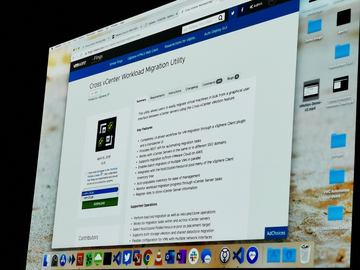 MatJovanovic's tweet photo. A fling for live vMotion between different SSO v3.0 published live during the #VMworld2019 session by @lamw, impressive! https://t.co/pa1wuYljD0
