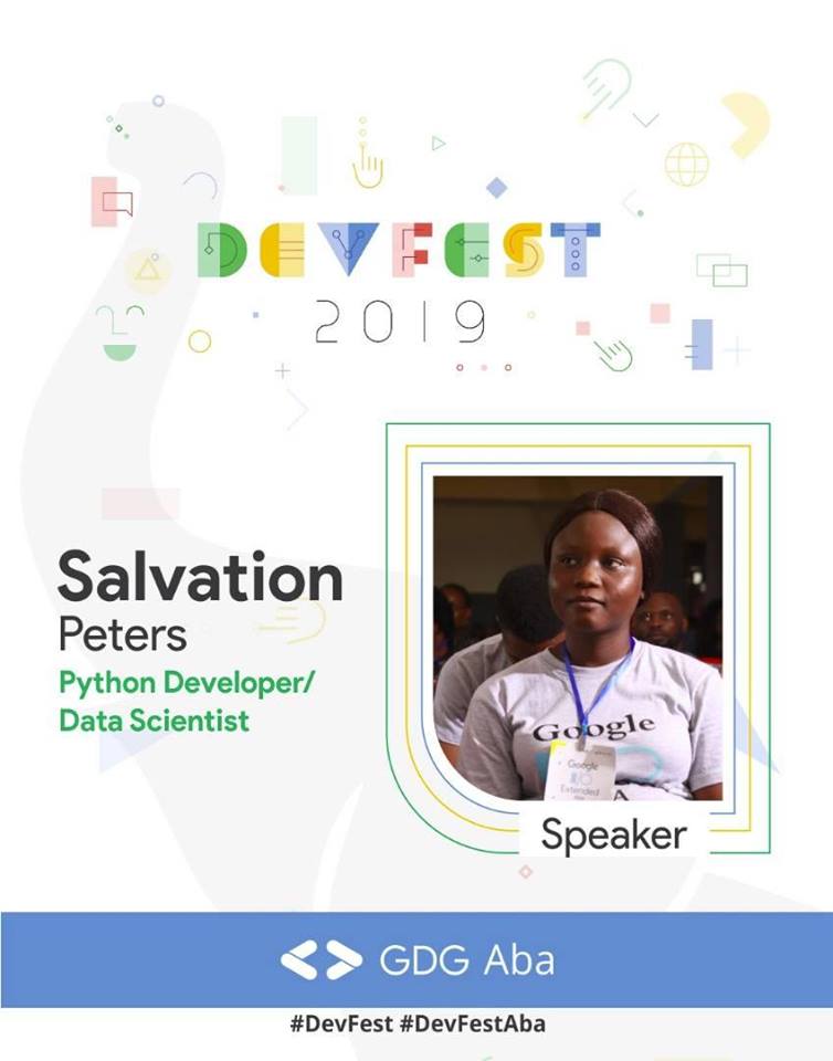 gdg_aba's tweet photo. MEET OUR SPEAKERS
A THREAD!

@PeterSalvation1 is a Data Scientist and Python Developer @rad5techhub 

She is an advocate of women in technology and a volunteer with @teenhackng

She will be speaking at #DevfestAba

Register now:
https://t.co/4CyvUjvzTe https://t.co/apIPZinFHd