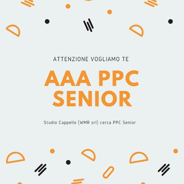Stiamo cercando esperti in Paid Advertising da assumere in Studio Cappello. Si richiede:
- capacità di lavoro in team
- comprovata esperienza Google Ads / Facebook Ads
- disponibilità di lavoro presso la nostra sede di Padova

#lavoro #job #googleads #fb… ift.tt/2NLEG0h