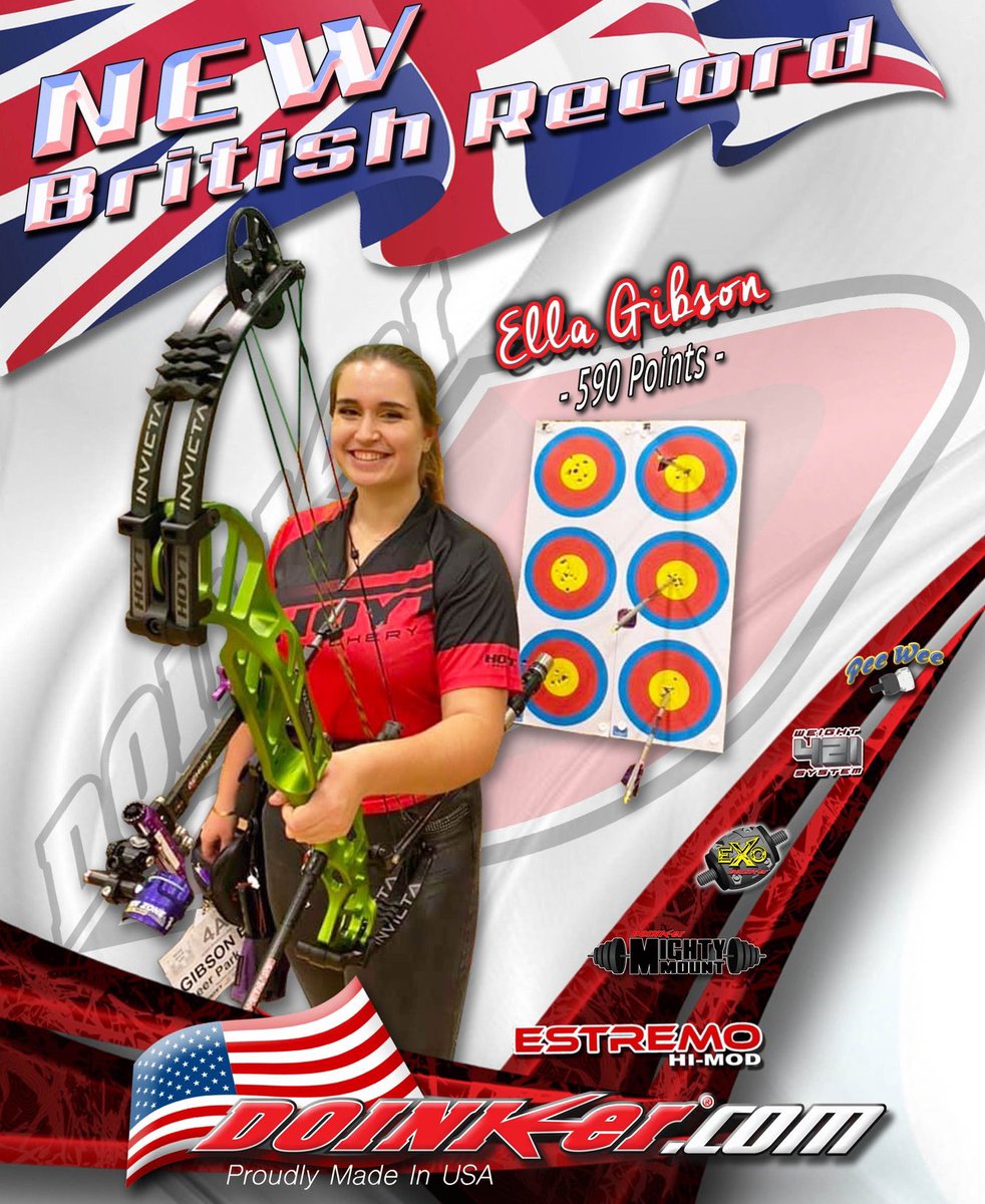 DoinkerStabs's tweet image. Congratulations to Ella Gibson on setting a NEW BRITISH RECORD in Women&apos;s Compound!
#RecordBreaking #Doinker #Archery #USAmade