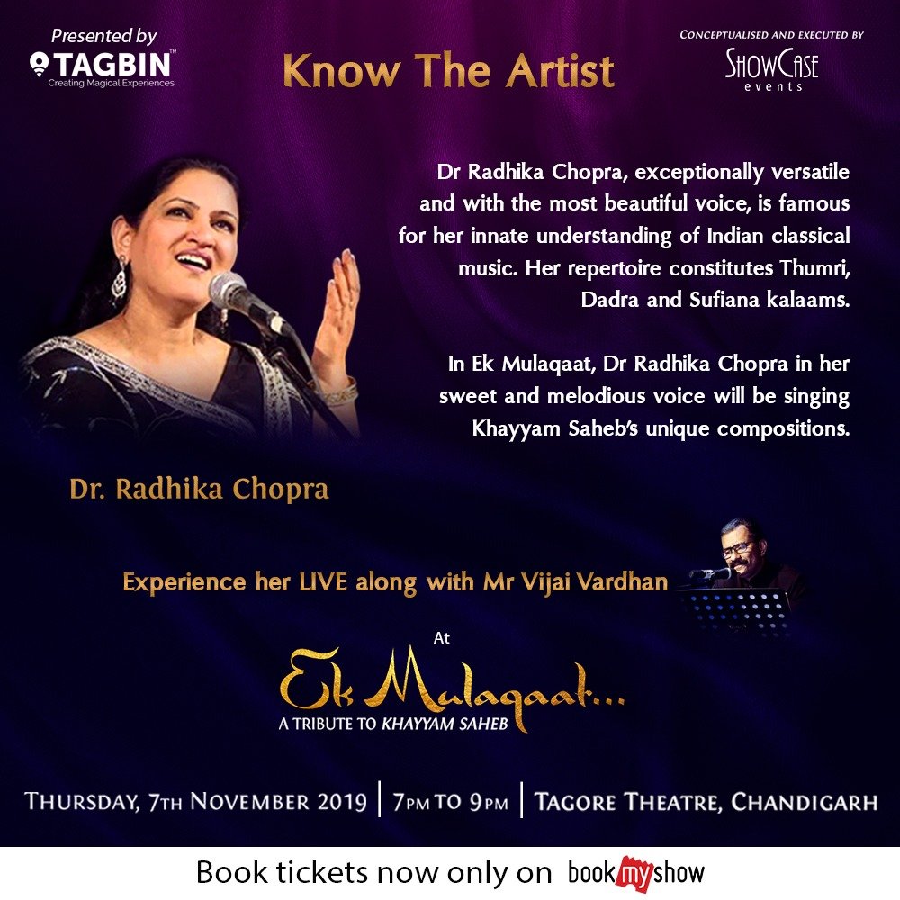 EMulaqaat's tweet photo. Experience the super talented Dr Radhika Chopra LIVE
At Ek Mulaqaat

3 Days left! This THURSDAY!

Book tickets now only on: https://t.co/Tm1Wk2l85G

#EkMulaqaat #KhayyamSaheb #Poetry #Music #LiveEvent #NotToBeMissed https://t.co/bTZDvTQPys