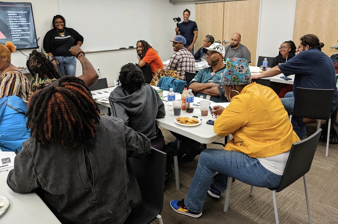 SteelSmilingPGH's tweet photo. When our Beams to Bridges program focuses on community trauma, the conversations can become difficult for some of us to navigate. Nigel, one of our cohort members, took the time to bring a little bit of laughter into the space. As you can see, he made quite a few of us smile. π https://t.co/Khj89jcDmf