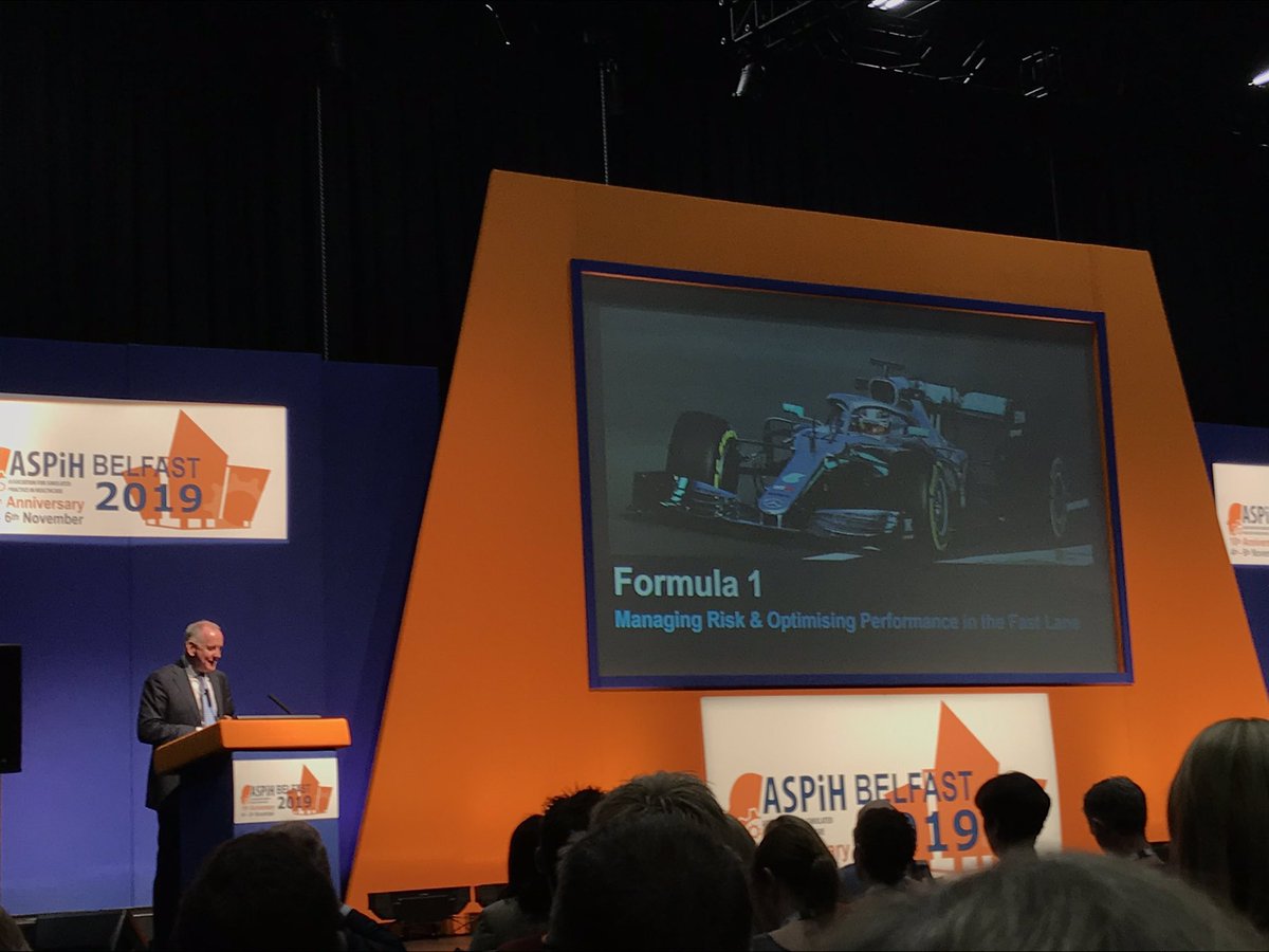 #ASPiH2019 inspirational talk from @_markgallagher on F1 weekly mandatory performance meetings for whole team to Involve,Innovate & Improve which is data driven. Very significant similarities with #encompassNI and importance of real-time data to reduce risk & improve PT safety
