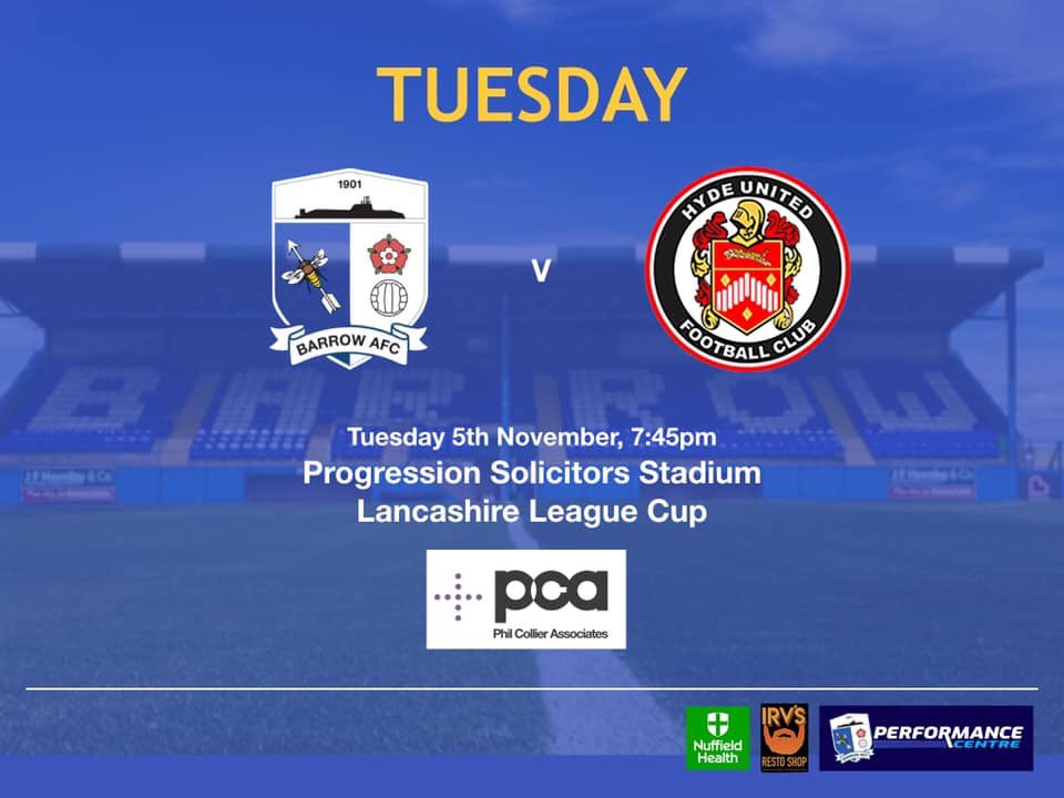 ⚽️ | RESERVE TEAM:

Our reserves are looking for another win in the Lancashire League Cup at the <a href="/ProgressionLaw/">Progression Solicitors</a> Stadium this evening! 🙌

Kick off is 7:45pm and season ticket holders can watch FREE! 🔵⚪️

#BarrowAFC
#BackTheBluebirds