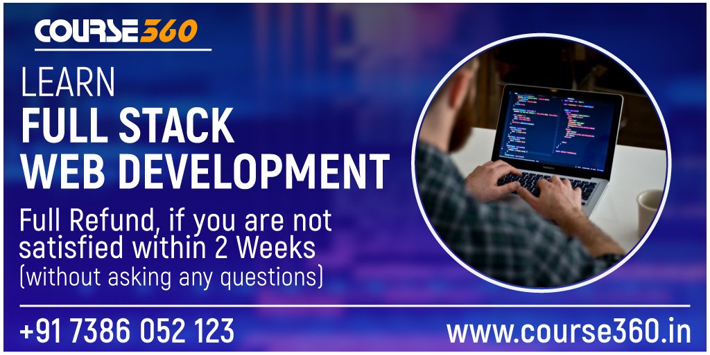 Course360's tweet photo. Course360 offers a Full Stack Development course with certified experts. Placement guaranteed program, individual assessments and mock interviews. 

For more information visit: https://t.co/Y9tmsBGokO

#fullstackdeveloper, #fullstackdev, #fullstackwebdeveloper, #fullstackdesigner https://t.co/fy61QYW1EW