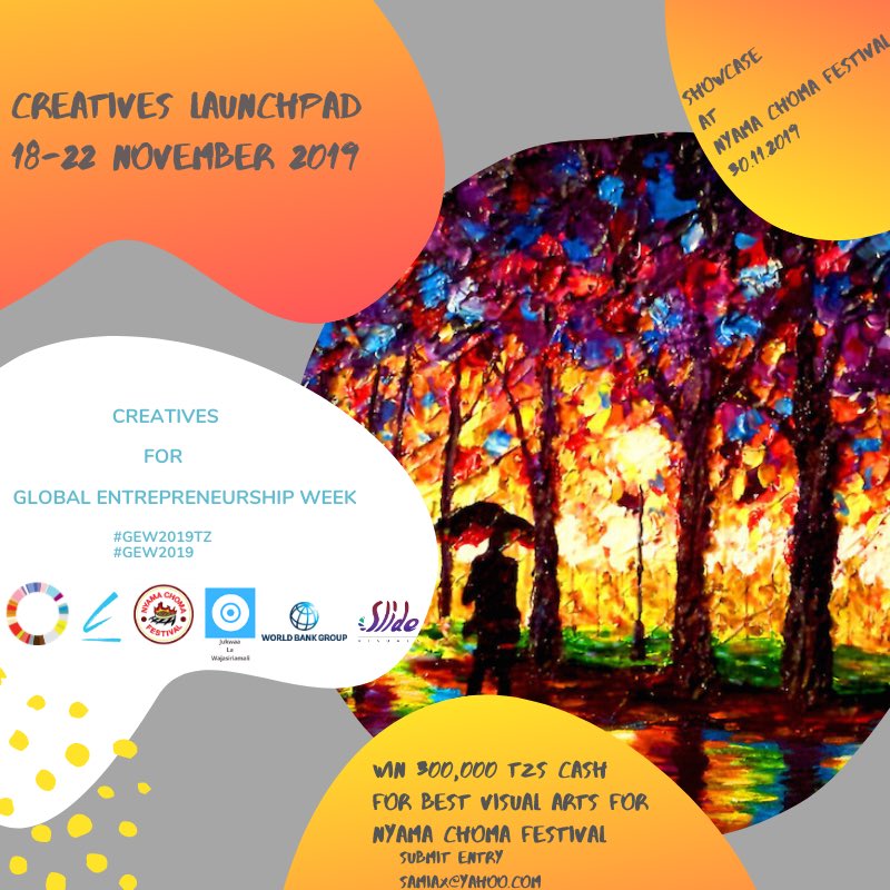 TheLaunchPadTZ's tweet photo. Creative Entrepreneur? Aspiring Creative Entrepreneur? 

Be part of our 5 Day  ‘Creatives Entrepreneurs Launchpad’..register here https://t.co/2NYaHL5Ncx

Also open to the public  👉🏾👉🏾👉🏾 Our #CreativesChallenge

Cash prizes to be won for #GEW2019TZ 

More details here 👇🏾👇🏾 https://t.co/zMMnTgd2OV