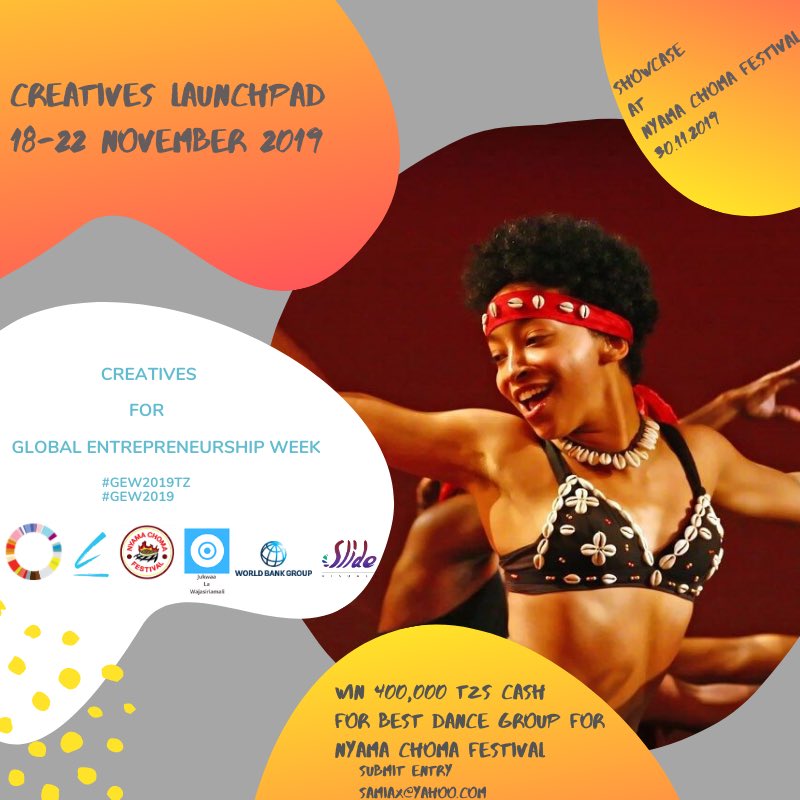 TheLaunchPadTZ's tweet photo. Creative Entrepreneur? Aspiring Creative Entrepreneur? 

Be part of our 5 Day  ‘Creatives Entrepreneurs Launchpad’..register here https://t.co/2NYaHL5Ncx

Also open to the public  👉🏾👉🏾👉🏾 Our #CreativesChallenge

Cash prizes to be won for #GEW2019TZ 

More details here 👇🏾👇🏾 https://t.co/zMMnTgd2OV