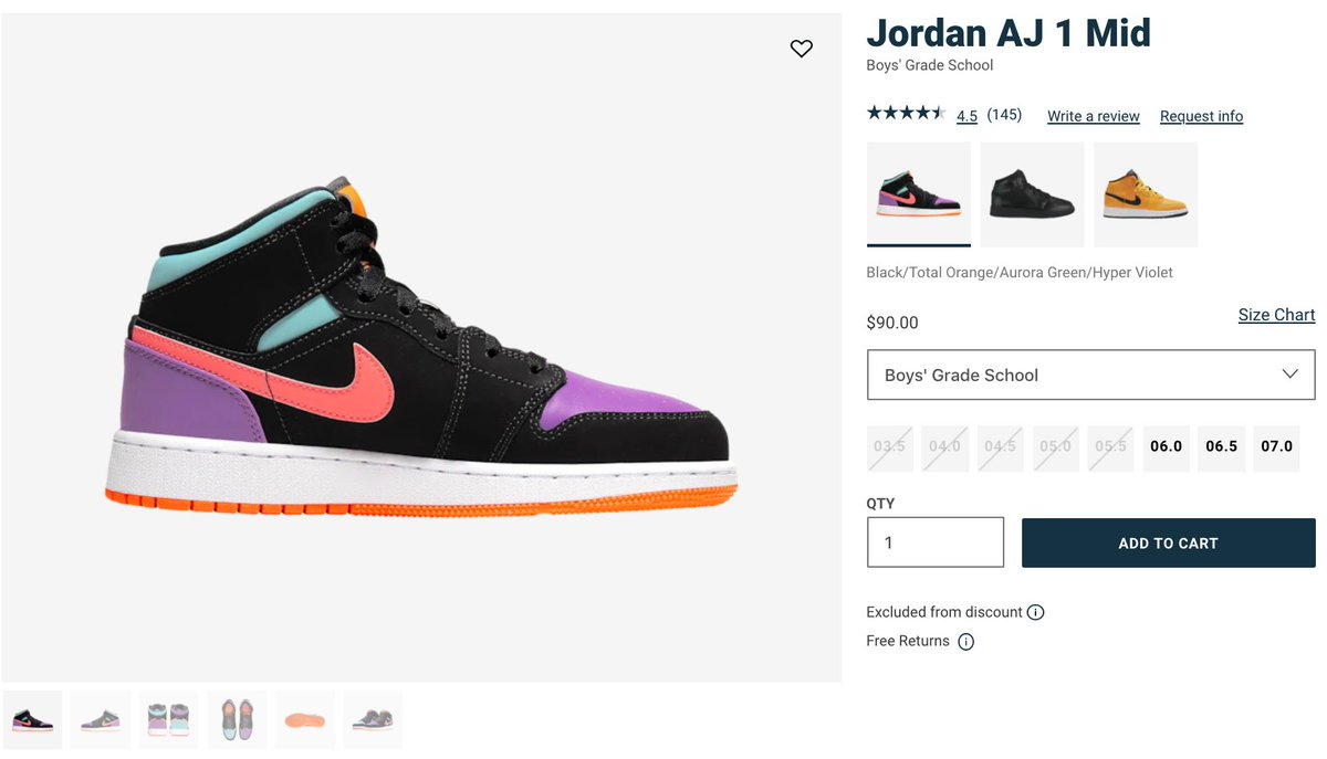 jordan aj 1 mid multicolor grade school