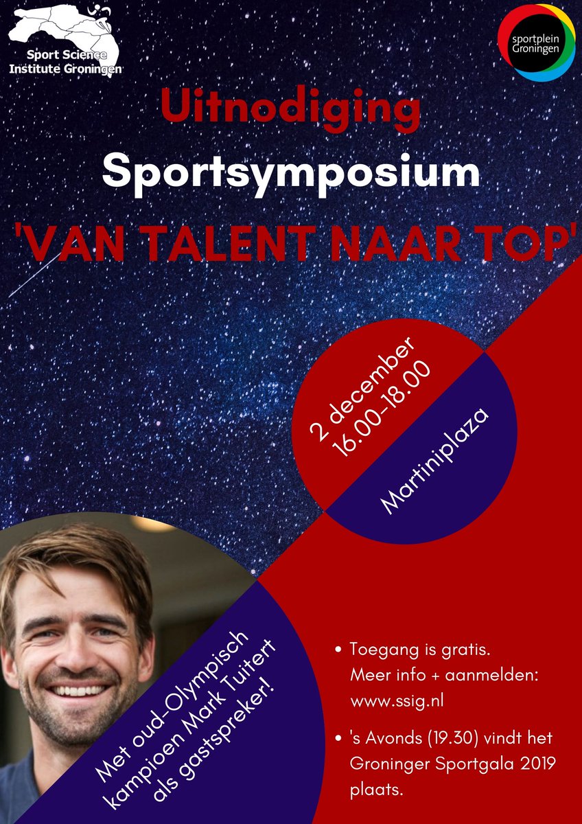 SportScience_IG's tweet photo. Uitnodiging👇! 2 december staat in het teken van het sportsymposium ‘Van talent naar top’. Met @marktuitert als gastspreker in @MartiniPlaza! Meer informatie + aanmelden: https://t.co/Idzjv46fN5 https://t.co/xKXt7x84vU