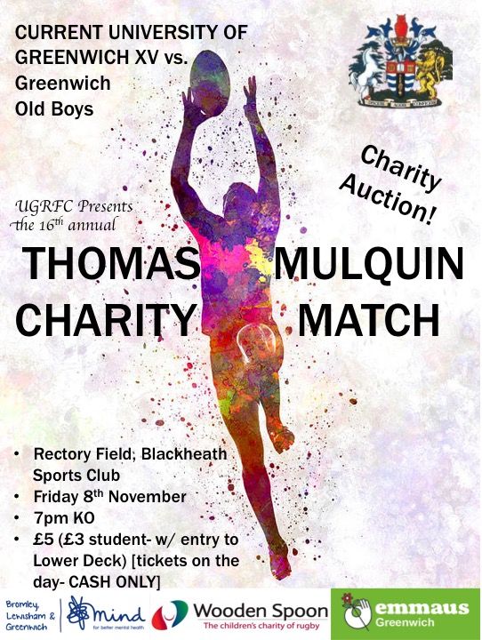 Come to the <a href="/uog_rfc/">Uni of Greenwich RFC</a> 16th annual charity match this Friday &amp; help raise money for <a href="/LondonSpoon/">London Spoon</a>! 🏉 #helpingkidsthroughrugby