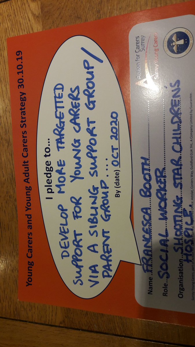 SYC_YoungCarers's tweet photo. An example of one of the pledges from our #youngcarers conference. It was a huge success. The young people were wonderful #makingitreal2019 https://t.co/EKtCo5GpmP