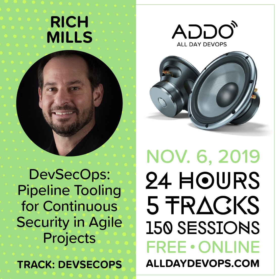 armillz's tweet photo. Excited for my talk tomorrow representing @Coveros at #AllDayDevOps! Still time to register for the free online conference and hear my talk on DevSecOps tooling for continuous security @ 1:00 PM EST (https://t.co/QvLsBPsVI1). Over 150 speakers throughout the day! https://t.co/ySZTpkhMpk