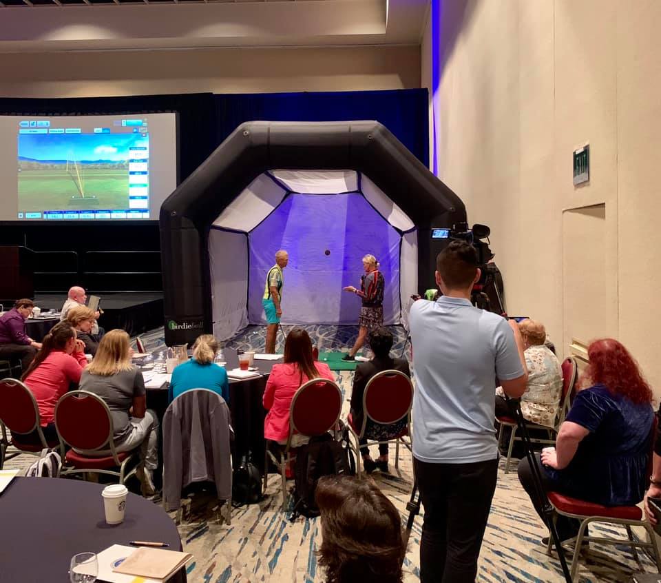 FlightScopeGolf's tweet photo. .@tinatombs using the X3 during her live session at the @LPGA National Teaching & Coaching Summit. #TeachWithFlightScope https://t.co/RYo585j5T2