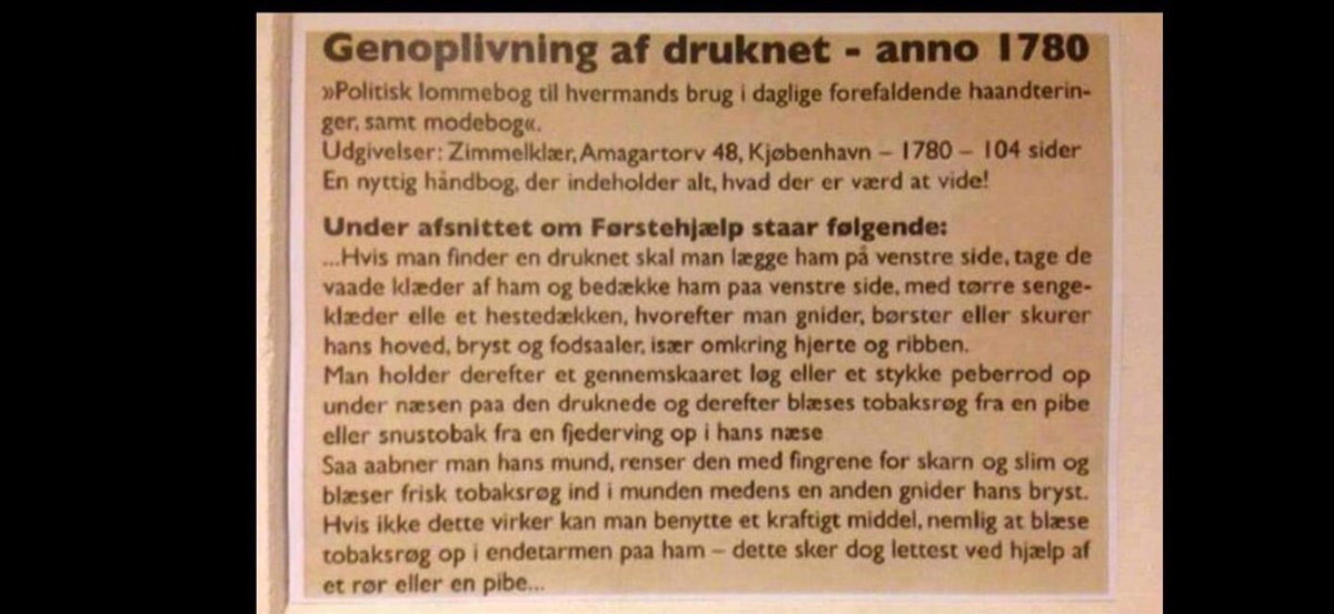 MonikaaRubin's tweet photo. @IdaDonkin @huxibachable Super program - og især elsker jeg at @Blixt22 argument for at man ikke bør regulere området er at man også gik til alternative behandlere i gamle dage 🤦🏻♀️ #sundpol Man må altså godt blive klogere, se fx hvordan man genoplivede druknede anno 1780 #resusdk @Resus_DK https://t.co/DvARVj7Eko