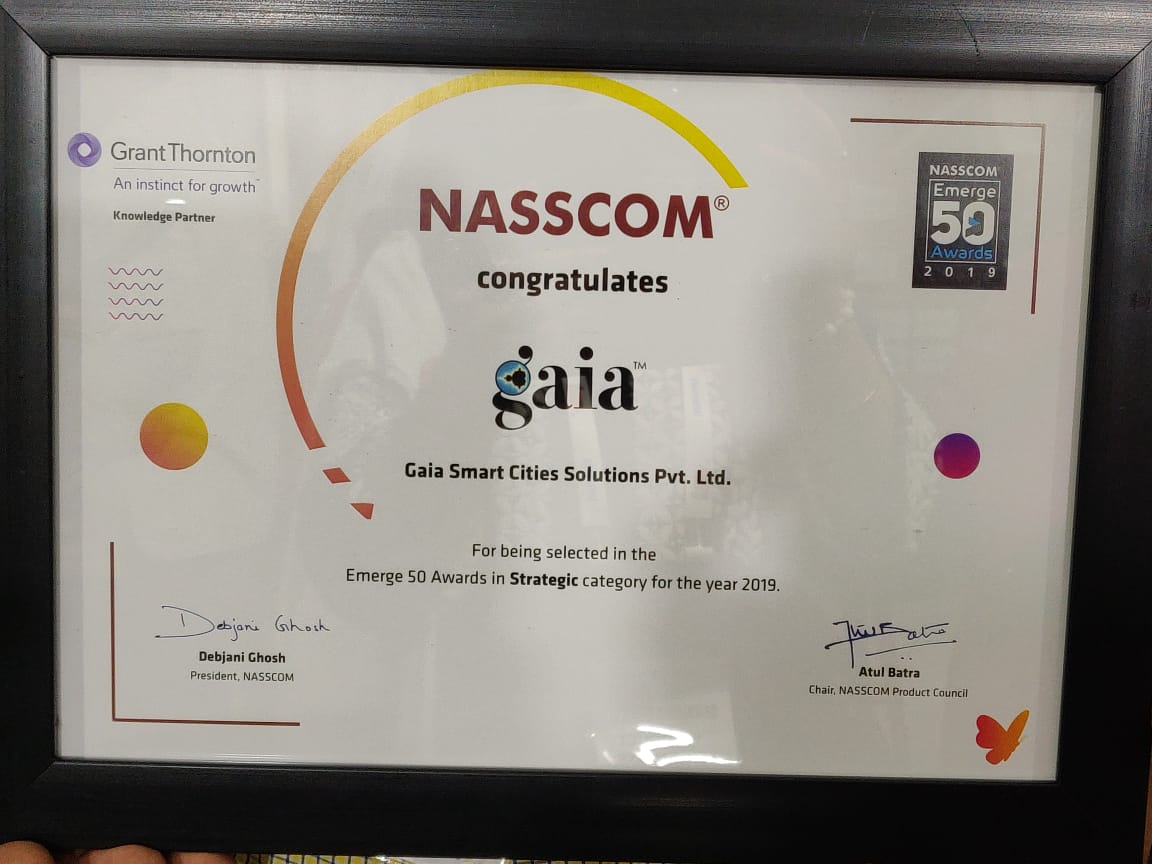<a href="/GaiaSmartCities/">Gaia Smart Cities</a> Proud winner of Emerge50 by Nasscom #NPC2019